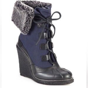 TORY BURCH Fairfax Shearling-Lined Wedge Boot (NIB)